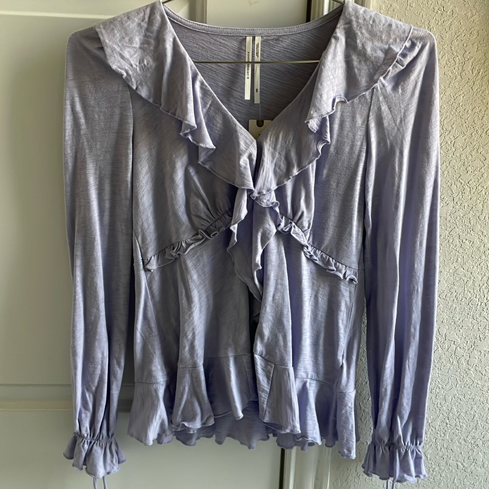 By Anthropologie Ruffle Tie Top XXS